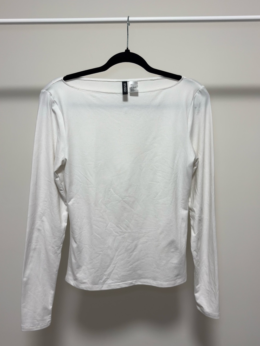 H&M Divided White Boatneck Long Sleeve Top